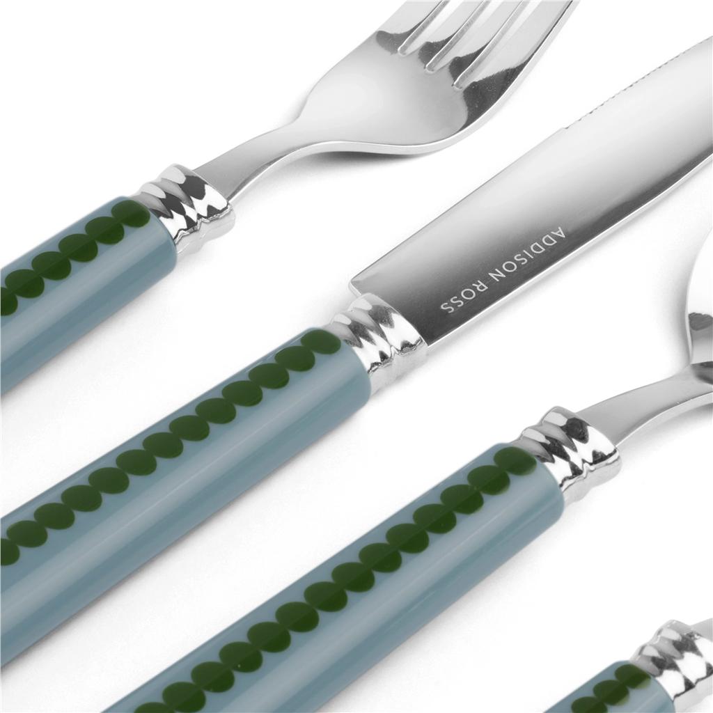 Chambray & Khaki Bobbin Cutlery - 16-Piece Set