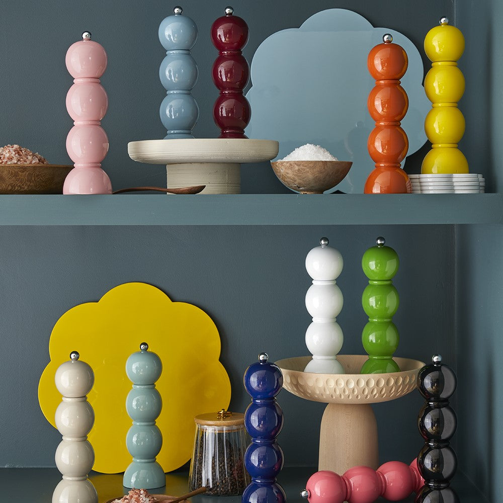 White Lacquer Bobbin Salt or Pepper Mill