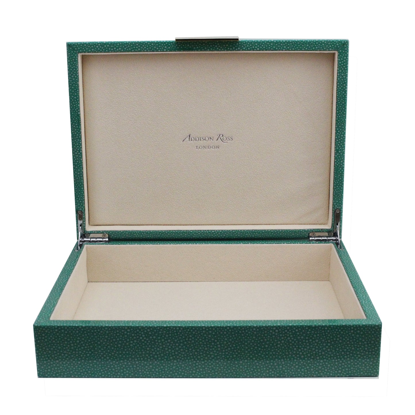 Large Green Shagreen Lacquer Box with Silver