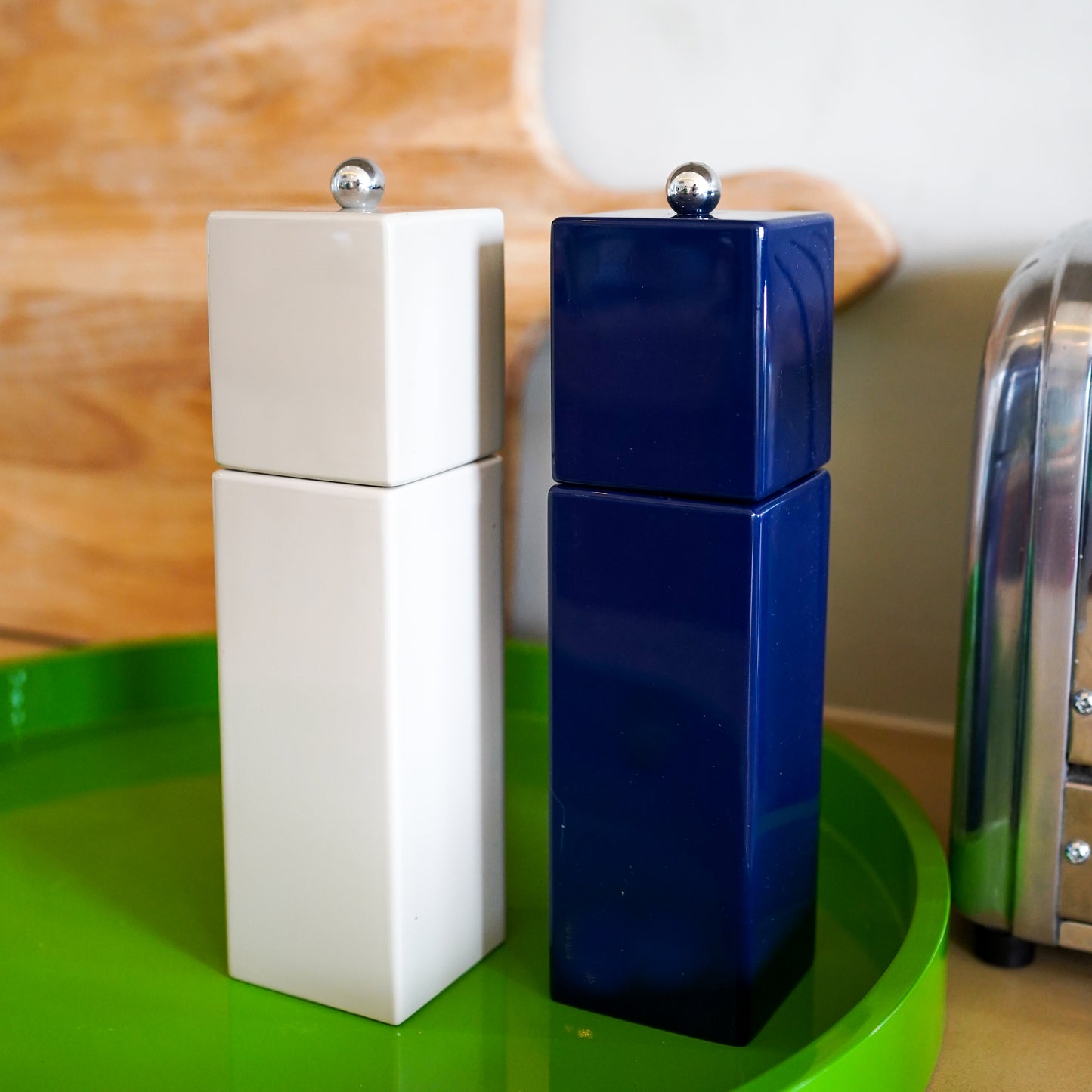 Navy Square Pillar Salt or Pepper Mill