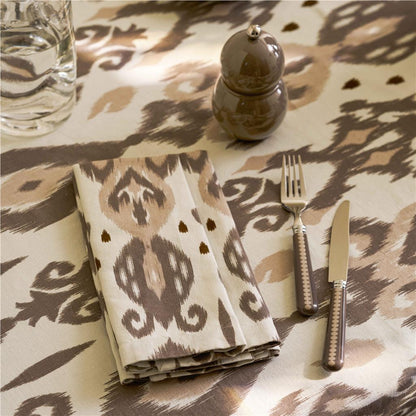 Ikat Mink Linen Tablecloth
