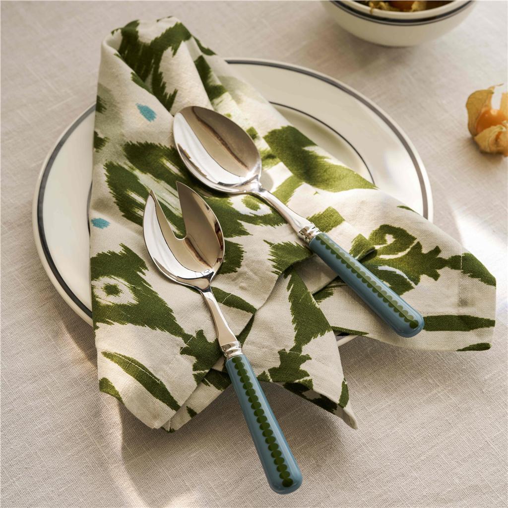 Chambray & Khaki Bobbin Salad Servers - 2-Piece Set