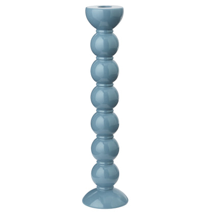 Extra Tall Chambray Blue Bobbin Candlestick - 33cm
