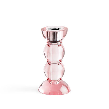 Icy Bobbin Candlestick Pink 14cm