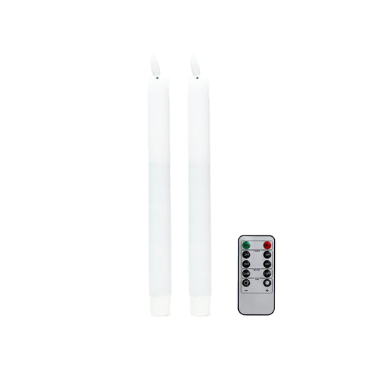 White Wax LED Candles - Set of 2