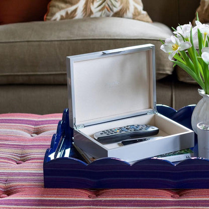 Navy Medium Lacquered Scallop Serving Tray