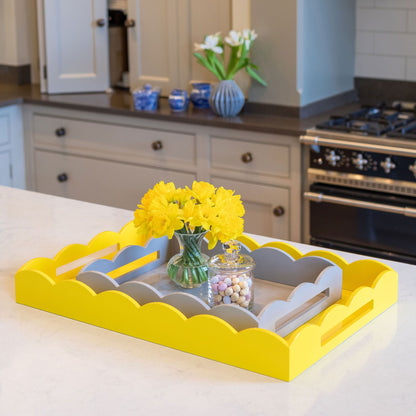 Chiffon Grey Medium Lacquered Scallop Serving Tray