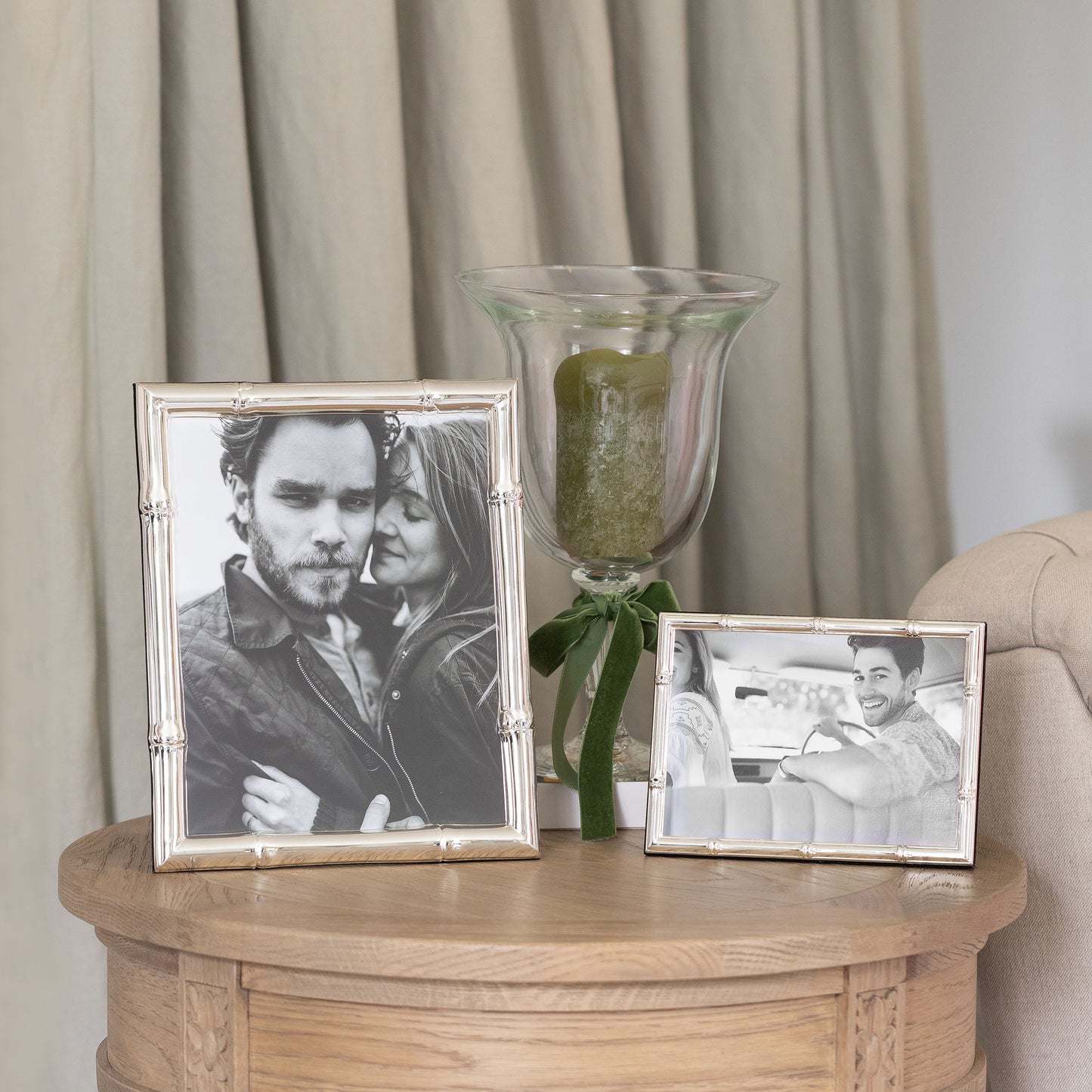 Wide Bamboo Silver Plated Photo Frame