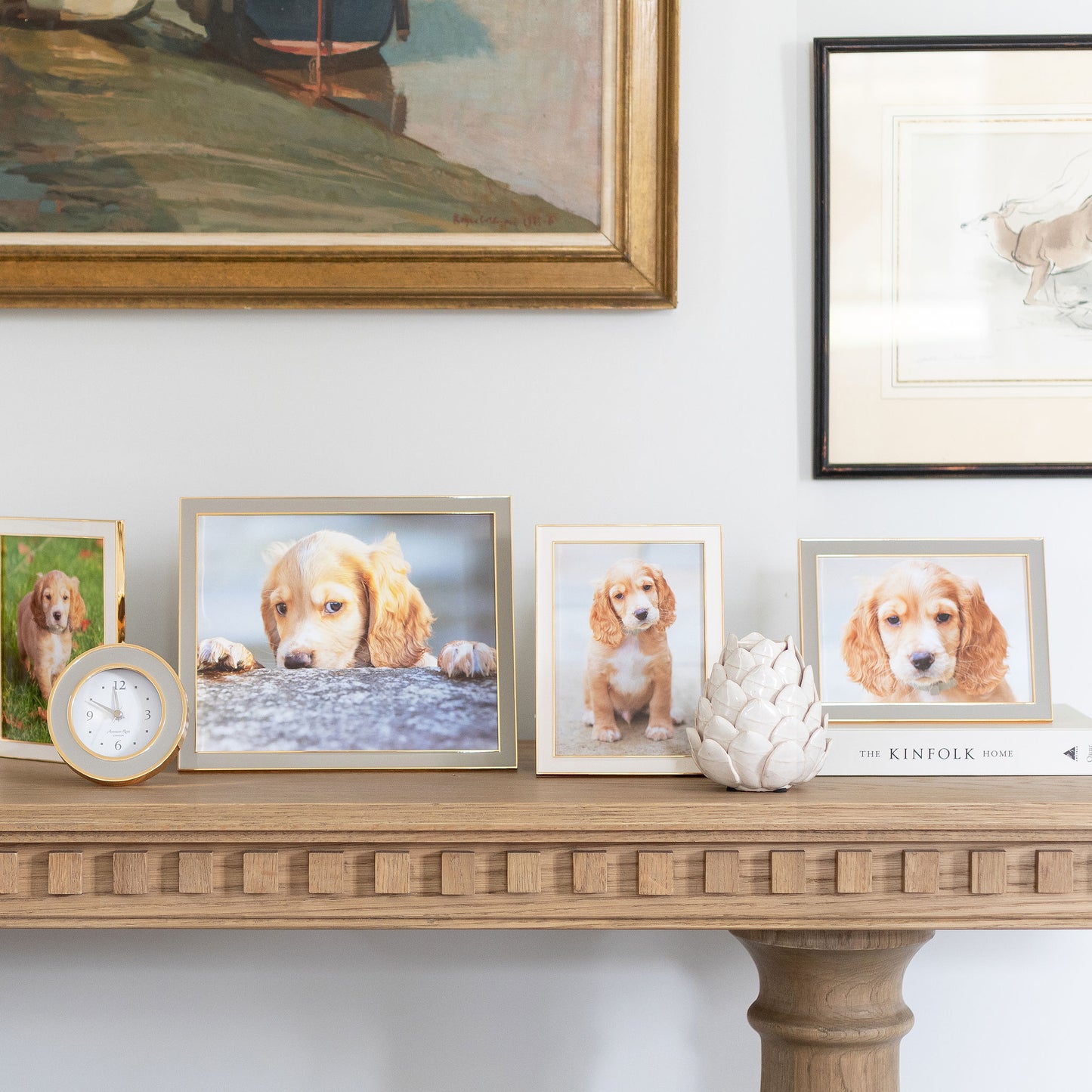 White Enamel & Gold Frame