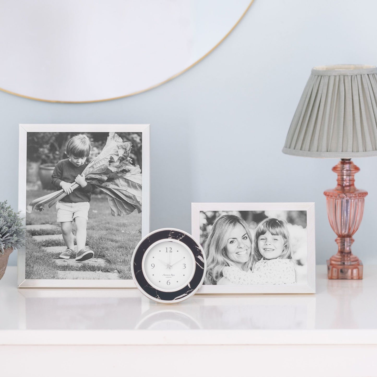 Grooved Silver Plate Photo Frame