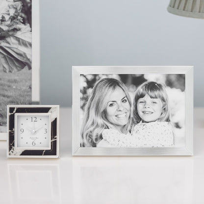 Grooved Silver Plate Photo Frame