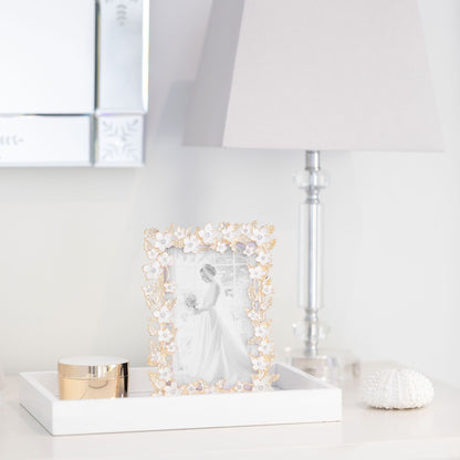Gold & White Flower Frame