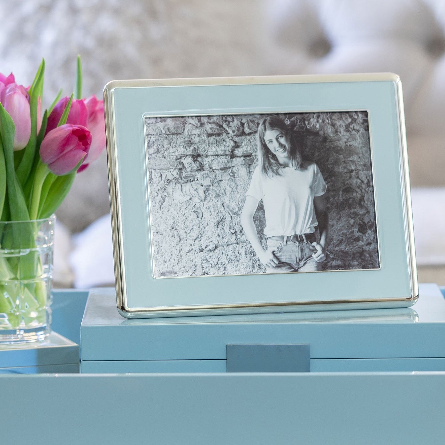 Large Pale Denim & Silver Glasses Box
