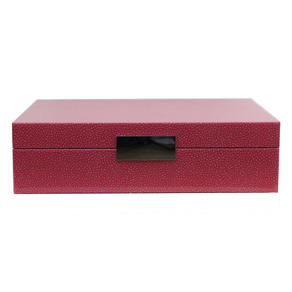 Large Pink Shagreen Watch Box with Silver