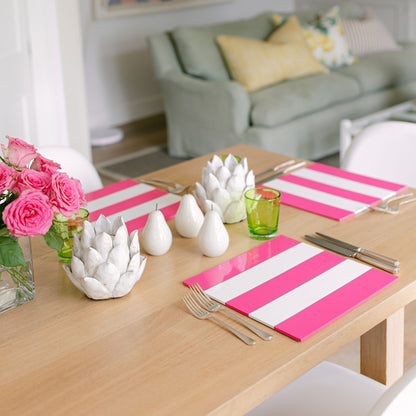 Fuschia & White Lacquer Placemats – Set of 4