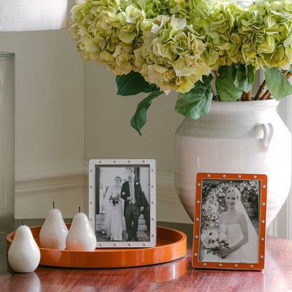 Orange Round Medium Lacquered Tray