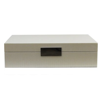 Large Cream Croc Lacquer Box with Silver