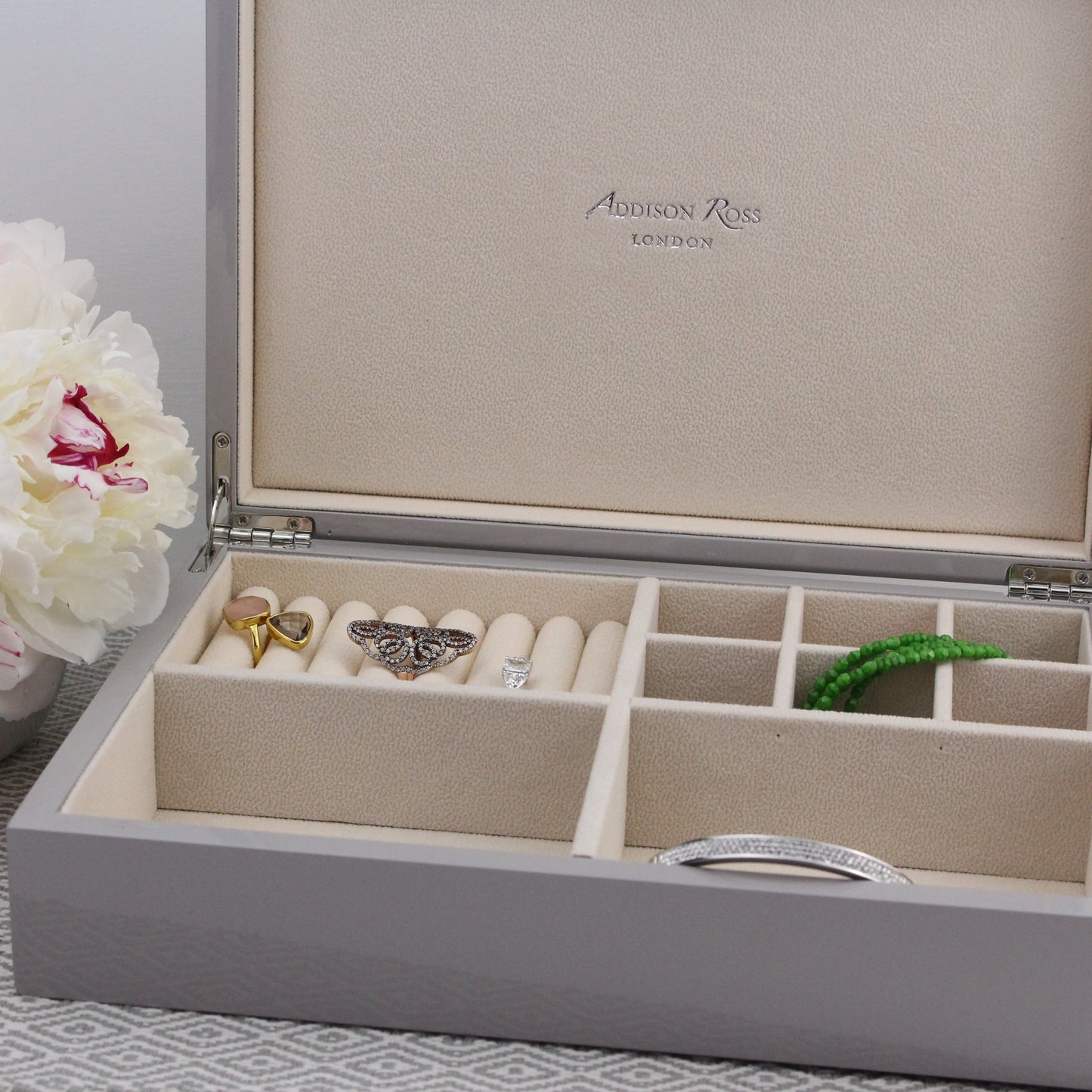 Large White Jewellery Box with Silver