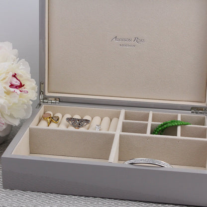 Large White Jewellery Box with Silver